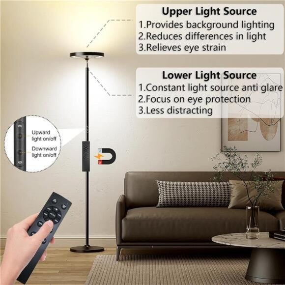 Keepsmile Double Side Lighting Led Floor Lamp with Remote Smart App 36W/2600LM - Picture 3 of 6